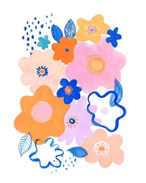 Abstract Illustration Design, Togetherness Design, Paint Together, Abstract Flower Design, Abstract Flower Pattern, Easy Acrylic Painting, Writing Lists, Flower Abstract, Flower Pattern Design