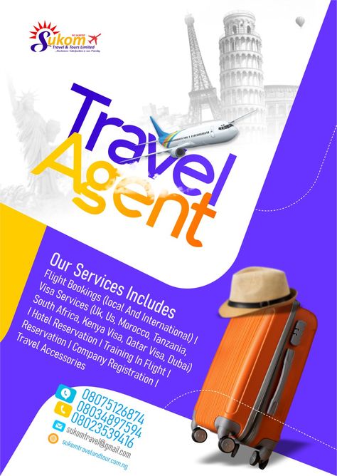 Tour, ticket booking, hotel reservations Travel Agent Flyer, Offer Poster, Flight Reservation, Photoshop Design Ideas, Graphic Design Flyer, Graphic Designing, Hotel Reservations, Booking Hotel, Photoshop Design