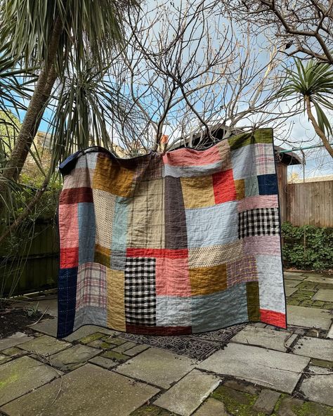 The picnic quilt 🍽️ this is made from all my leftover big scraps, it’s spent the winter in PLH’s office & I’m not sure it will actually… | Instagram Bloomsbury Group, Patchwork Inspiration, Big Block Quilts, Picnic Quilt, Abstract Quilt, Flannel Quilts, Scrappy Quilt Patterns, Quilt Sewing Patterns, The Picnic