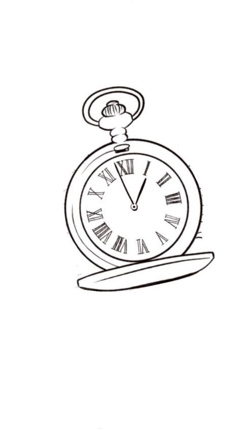 Vintage Pocket Watch Drawing, Pocket Watch Drawing Sketches, Pocket Watch Stencil, Watch Tattoo Stencil, Small Clock Tattoo, Pocket Watch Tattoo Stencil, Clock Drawing Simple, Newborn Tattoo, Pocket Watch Drawing