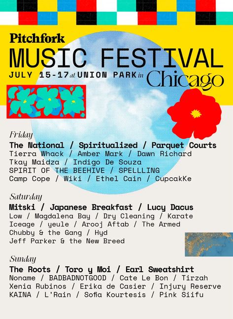 Pitchfork Music Festival, Newport Jazz Festival, Edm Music Festivals, Concert Poster Design, Earl Sweatshirt, Festival 2024, Festival Flyer, Music Festival Poster, Festival 2022