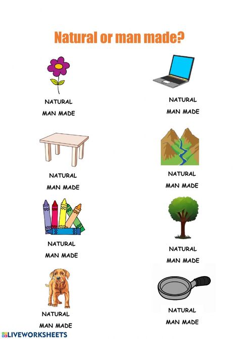 Useful And Harmful Materials Worksheet, Natural And Manmade Things Worksheet, Natural Vs Man Made Kindergarten, Natural Or Man Made Worksheet, Natural And Man Made Resources, Natural And Man Made Materials Worksheet, Natural And Man Made Things Worksheet, Nature Worksheets For Kids, Natural Resources Worksheet