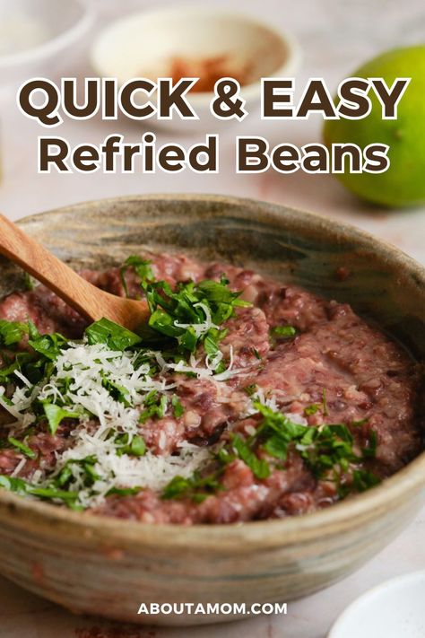 This Refried Beans recipe is very easy and quick to do! This will be your next go-to recipe! Refried Beans Recipe Easy, Easy Refried Beans, Fiesta Lime Chicken, Cheese Quesadilla Recipe, Make Refried Beans, Budget Dinner Recipes, Homemade Refried Beans, Refried Beans Recipe, Hispanic Recipes