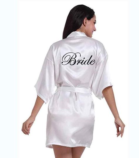 Personalized Bride Robe, Bride Kimono, Wedding Robes Bridesmaids, Bridal Robes Personalized, Pretty Robes, Satin Bridal Robe, Bath Robes For Women, Bridal Party Robes, Pink Bride