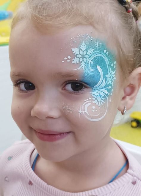 Face Paint Elsa Frozen, Elsa Frozen Face Painting, Winter Wonderland Face Paint, Elsa Face Paint Easy, Cinderella Face Paint, Elsa Makeup For Kids, Winter Facepainting, Elsa Face Paint, Face Painting Frozen