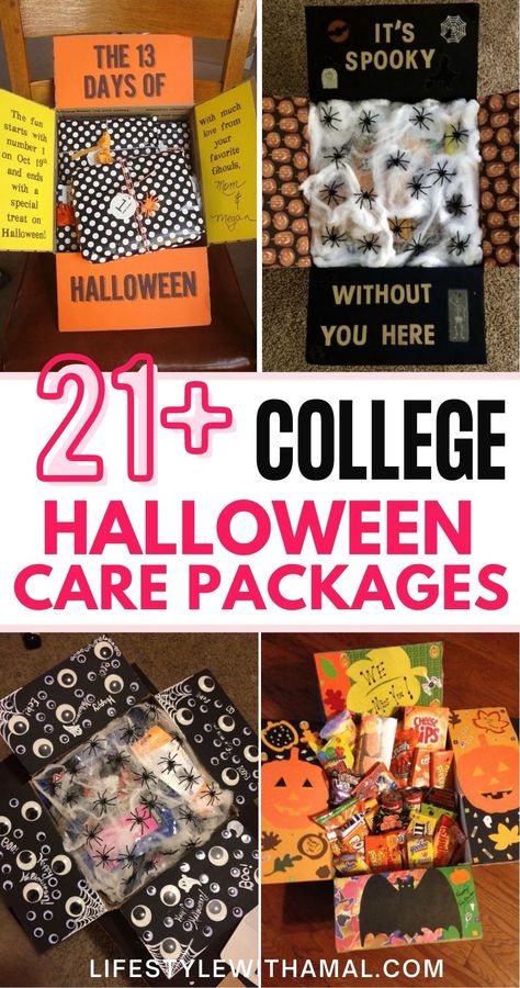 Wondering what to put in a halloween carepackage for college students this year? Here are 29+ halloween college care package ideas to get inspired from! These are some of the best halloween college care package ideas you dont want to miss out on. Whether you are looking for halloween college care package for guys or halloween care package college girl, it's all in this post! Halloween Care Package College, Dorm Care Package, Halloween Care Package Ideas, College Care Package For Girls, College Gift Boxes, Halloween Dorm, Fall Care Package, Halloween Care Packages, Care Package Ideas