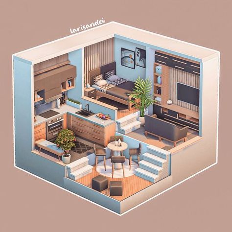 Sims 4 Tiny House Ideas Layout, The Sims 4 Building Ideas No Cc, Sims 4 Tiny House Inspiration, Tiny Apartment Sims 4, Sims 4 One Room House, Sims 4 Tiny Home Ideas, Sims 4 Build Ideas Layout Tiny House, Cute Sims 4 Houses No Cc, Sims 4 Tiny House Layout