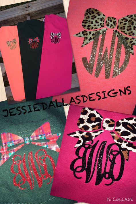 Monogram Shirts Vinyl, Vinyl Shirt Ideas, Bow Monogram, Shirts Vinyl, Monogram Shirt, Monogram Vinyl Decal, Monogram Ideas, Monogram Outfit, Plaid And Leopard