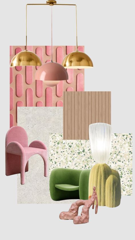 #moodboard #collage #interiordesign #interiors #maximalism #pastel #pink #green Maximalism Style Interior Design, Interior Design Collage Mood Boards, Boho Moodboard, Moodboard Rose, Pastel Moodboard, Nail Salon Interior Design, Nail Salon Interior, Eco Friendly Interior, Mood Board Interior