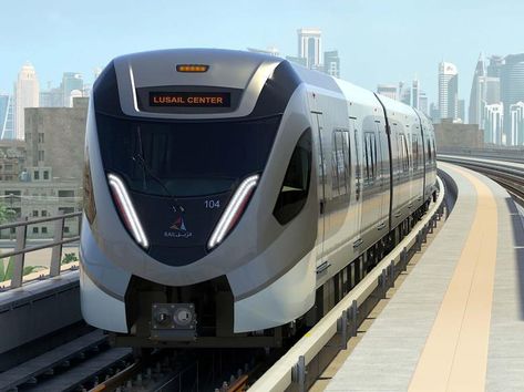 First phase of Doha metro completed | News | Railway Gazette International Metro Train, Transportation Vehicles, Front End Design, Metro Rail, Cities Skylines, Future Transportation, Luxury Train, World Design, Train Art