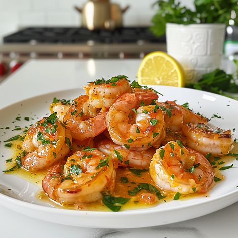 Shrimp Francese Recipe Shrimp Provencal, Shrimp Francese, Continental Cuisine, Vacation Food, Night Recipes, Crispy Shrimp, Prawn Shrimp, Prawn Recipes, Easy Seafood