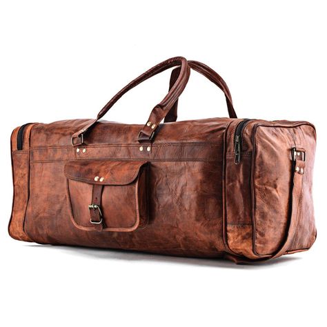 Large Classic Leather Duffel Vintage Leather Travel Bag, Sport Bag Men, Weekend Duffle Bag, Leather Duffel Bag, Canvas Leather Bag, Leather Duffel, Sports Bags Gym, Sports Bags, Leather Duffle Bag