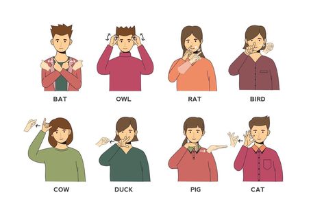 Sign Language Animals, Sign Language Illustration, Sign Language Book, Download Sign, Sign Language, Animal Illustration, Vector Art, Vector Free, Royalty Free