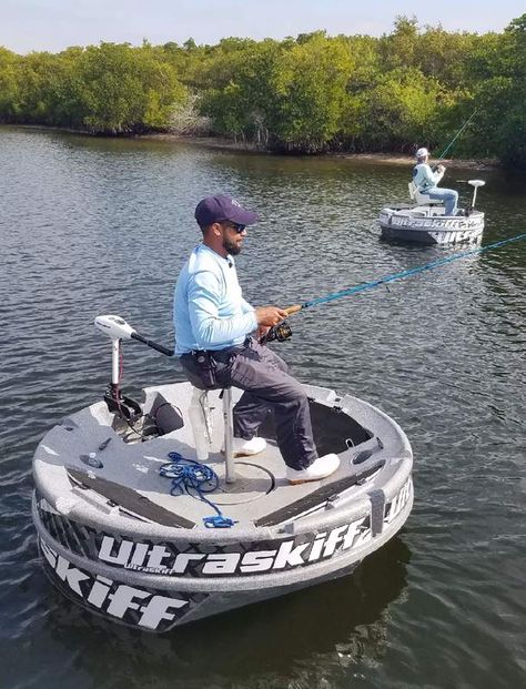 Ultraskiff | 360 | Fishing Experience | Round Boat | Round Watercraft | Stable | Portable | Round Skiff | Small | Fun | Safe | Invention | Fishing Platform | Pod - Ultraskiff Pond Pier, Fishing Platform, Kayak Fishing Setup, Boat Wake, Dock Ideas, Jon Boats, Round Boat, Angler Kayak, Farm Pond