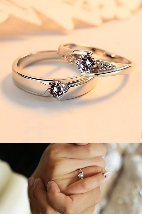 Best Wedding Rings Couple, Couple Rings Wedding Gold, Engagement Couple Rings, Engagement Ring For Bride, Couple Rings Engagement, Unique Wedding Ring Sets, Wedding Ring Bride, Wedding Rings Couple, Wedding Ring Couple