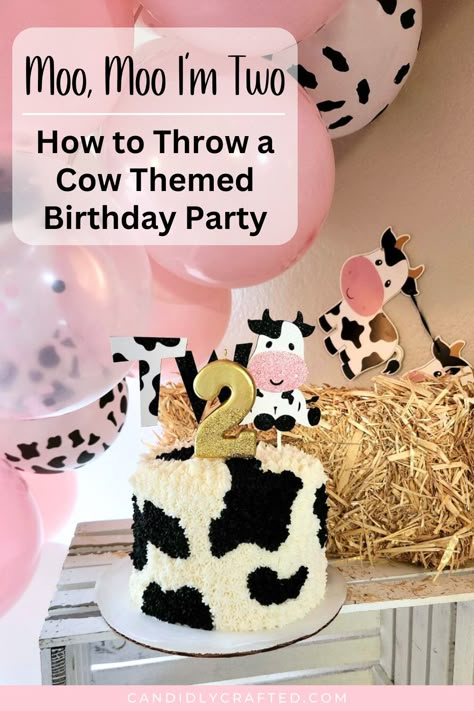 Cow cake for a cow themed birthday party. Moo Two Birthday Party, Cockadoodle Two Birthday, Four Ever Moody Birthday, Cow Themed 2nd Birthday Party, Cow Birthday Treats, Moo Im Two Birthday Girl, Cow 2nd Birthday Party Girl, Cow Second Birthday Party Girl, Two Themed Birthday Party Girl