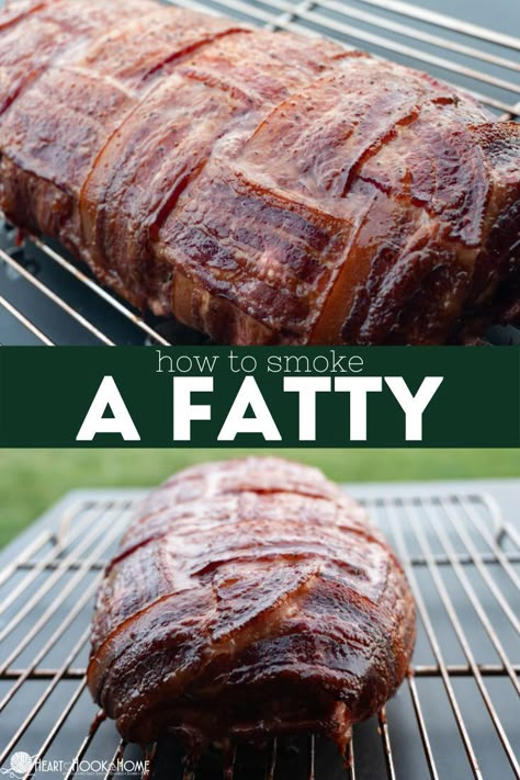 If you're a meat lover (including bacon, sausage, and ground beef) you have no choice but to love this Bacon Wrapped Fatty recipe. Smoked Fatties Recipes, Back Bacon Recipes Dinners, Bbq Fatty Recipes, Bacon Wrapped Meatloaf On Smoker, Fatty On The Smoker, Smoked Meatloaf Recipe Bacon Wrapped, Smoked Fatty Bacon Wrapped, Bacon Wrapped Fatty Recipes, Bacon Wrapped Smoked Meatloaf