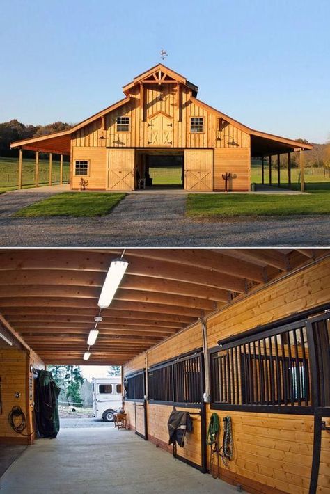 Horse Barn Designs, Dream Horse Barns, Horse Barn Plans, Barn Kits, Barn Shop, Horse Stable, Casa Country, Barn Plans, Dream Barn