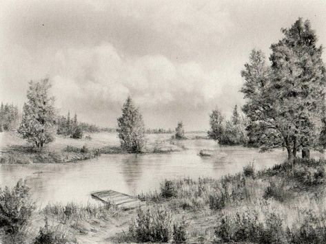 22 by S-Lebedev on DeviantArt Pencil Sketches Landscape, Plains Landscape, Nature Drawings, Landscape Pencil Drawings, Landscape Sketch, Charcoal Art, Nature Drawing, Ipad Art, Sketch Inspiration