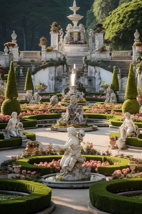 Castle Garden Aesthetic, Royal Garden Aesthetic, Rococo Garden, Royal Garden Party, Aesthetic Old Money, Dream House Aesthetic, Castle Gardens, Aesthetic Old, Angel Artwork