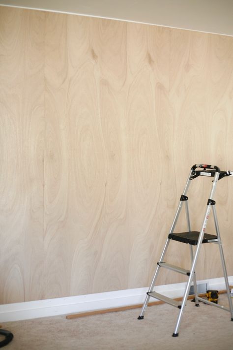 DIY Mid Century Luan Wood Walls – SUBURBAN * POP Temporary Wood Wall, Luan Wood Wall, How To Wood Panel Walls, Plywood Accent Wall Ideas, Plywood Panel Walls, Modern Wood Paneling Walls, Mid Century Tv Wall, Wood Ceiling Diy, Plywood Interior Walls