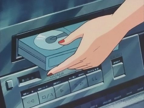 If we ever do a movie night. Anime Gifs, 8 Bits, Kamikaze, Old Anime, Anime Gifts, 90s Anime, Aesthetic Gif, Aesthetic Images, Cd Player