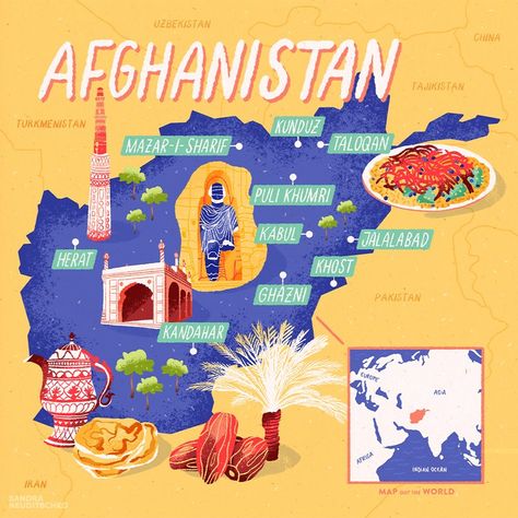 Map Out The World - Maps of every country in the world — Sandra Neuditschko Afghanistan Map Art, Afghanistan Map, Afghanistan Photography, Afghanistan Culture, Afghanistan Flag, Afghan Culture, History Posters, Cultural Art, Map Maker