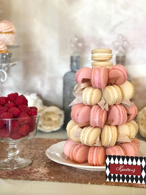 Ever wondered how to make a Macaron Tower? Try your hand at DIY-ing this simplified faux French wedding tower and find ways to do it on the cheap! Valentine Food Ideas, Food Ideas For Party, Queen Of Hearts Party, Carrot Recipes Dessert, French Wedding Cakes, Treats And Sweets, Valentine Food, Dessert Decor, Macaron Tower