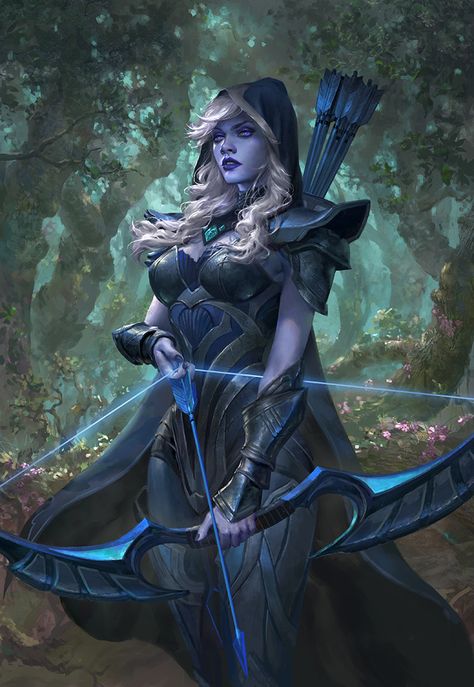 Drow Ranger , Livia Prima on ArtStation at https://www.artstation.com/artwork/xzYVdm #art #artwork #drawing #painting #digitalart #artstation Mroczny Elf, Drow Ranger, Ashe League Of Legends, Elf Ranger, Illustration Fantasy, Female Elf, Splash Art, Fantasy Races, Dungeons And Dragons Characters