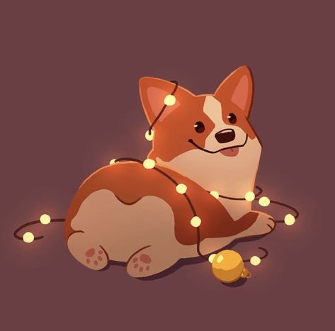 Cute Corgi Drawing, Corgi Puppy Drawing, Corgi Wallpaper, Pfp Christmas, Corgi Cartoon, Corgi Drawing, Cute Corgi Puppy, Corgi Art, Puppy Drawing