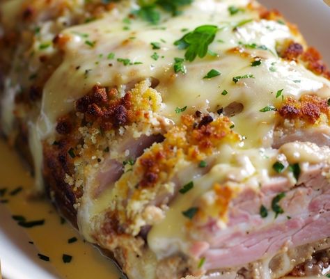 Chicken Cordon Bleu Meatloaf – Chloe foods Best Chicken Cordon Bleu Casserole, Chicken Thigh Cordon Bleu, Cordon Bleu Meatloaf, Ground Chicken Cordon Bleu, Air Fryer Chicken Cordon Bleu Recipes, Chicken Cordon Bleu Meatloaf, Chicken Cordon Bleu Recipes, Camp Dinners, Chicken Cordon Bleu Recipe