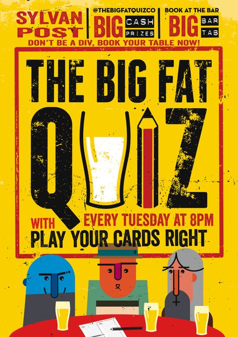 Quiz night every Tuesday Quiz Night Poster, Pub Quiz Poster, Quiz Poster Design Ideas, Quiz Poster Design, Quiz Poster, Trivia Poster, College Quiz, Play Your Cards Right, Pub Quiz