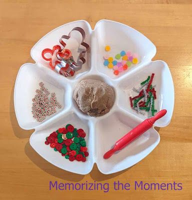 Christmas Gingerbread Play Dough Tray Playdough Trays, Prek Lessons, Gingerbread Playdough, Gingerbread Play Dough, December Preschool, Nursery Christmas, December Activities, Man Cookies, Playdough Recipe