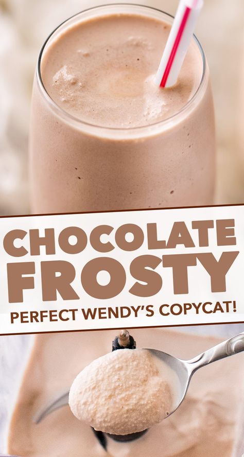 Delicious Wendys Frosty copycat recipe, made with 3 simple ingredients and tastes exactly like the real thing! #frosty #wendys #copycat #milkshake #icecream #fastfood #summer Chocolate Frosty Ice Cream Recipe, Wendy’s Frosty Copycat, Copycat Wendys Frosty, Frosty Wendys, Wendys Copycat, Homemade Wendy's Frosty Recipe, Copycat Wendy's Frosty Recipe, Wendys Frosty Recipe, Wendy's Frosty