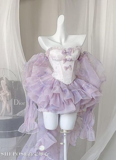 Purple Fashion Aesthetic, Lotia Dresses, Dress On A Mannequin, Fairy Closet, Fairy Princess Dress, Peony Aesthetic, Fairy Grunge Style, Purple Fairy, Girl Fashion Style