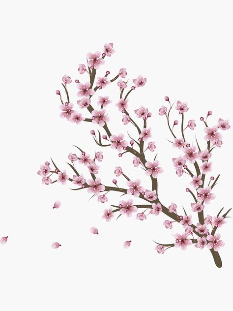 "Blooming Sakura Branch design" Sticker by AnnArtshock | Redbubble Sakura Branch, Koi Tattoo Sleeve, Blossom Tree Tattoo, Cherry Blossom Painting, Tree Wall Murals, Japanese Drawings, Cherry Blossom Branch, Cherry Blossom Art, Plant Tattoo