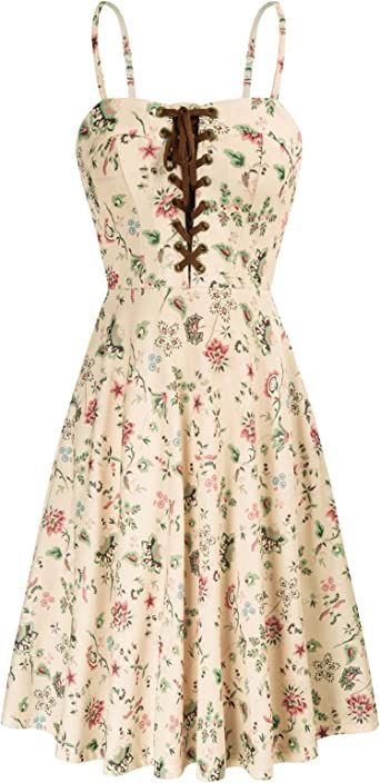 Scarlet Darkness Women's Sundress Summer Vintage Victorian Midi Dress with Pockets at Amazon Women’s Clothing store Freshers Dress, Academia Aesthetic Clothing, Dark Academia Summer, Academia Summer, Vintage Sun Dress, Dr Doolittle, Cottage Core Dresses, Easter Dresses For Women, Princess Vintage