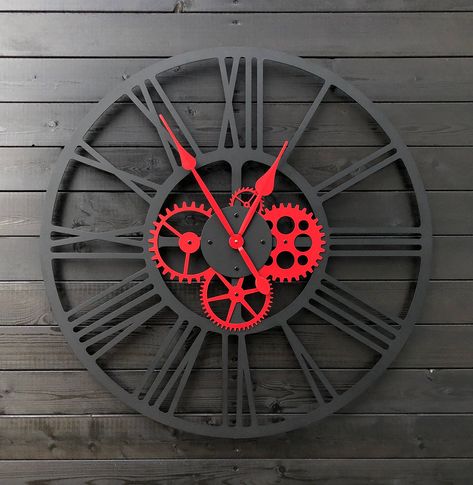 Big wall clock :: Behance Wall Clock Design Ideas, Red Clock, Big Wall Clocks, Office Table Design, 3d Wall Clock, Farmhouse Wall Clock, Studio Workshop, Wall Watch, Digital Wall Clock