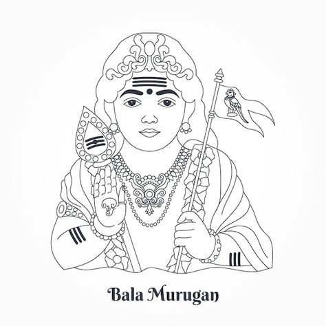 Lord shree palani murugan hindu god line... | Premium Vector #Freepik #vector Murugan Mehandi Design, Murugan Pencil Drawing, Murugan Drawing Pencil, Lord Murugan Drawing, Hindu God Sketch, Murugan Art Sketch, God Line Art, Murugan Art, Murugan Drawing