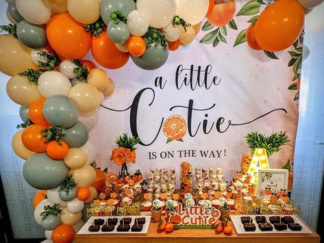 Cake Table Creations’s Instagram profile post: “Today’s set up is oh, so CUTIE! 🍊 We styled this dessert table using succulents, greenery, and, of course, little cuties to really…”