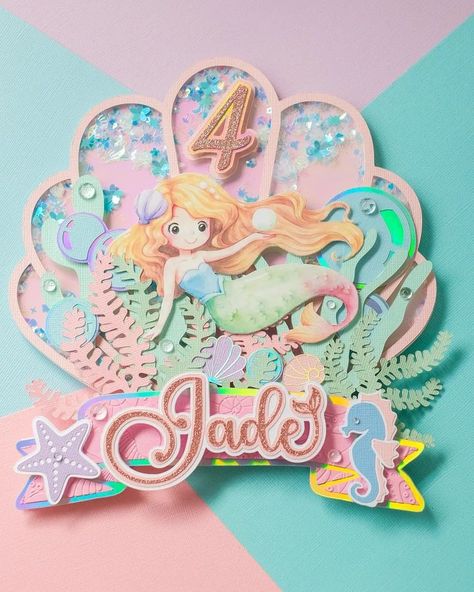 Under the Sea Mermaid cake topper Shaker Cake Topper, 3d Cake Toppers, Mermaid Cake Topper, Elsa Birthday, Cake Topper Ideas, Sea Mermaid, 3d Cake, Mermaid Cakes, Topper Cake