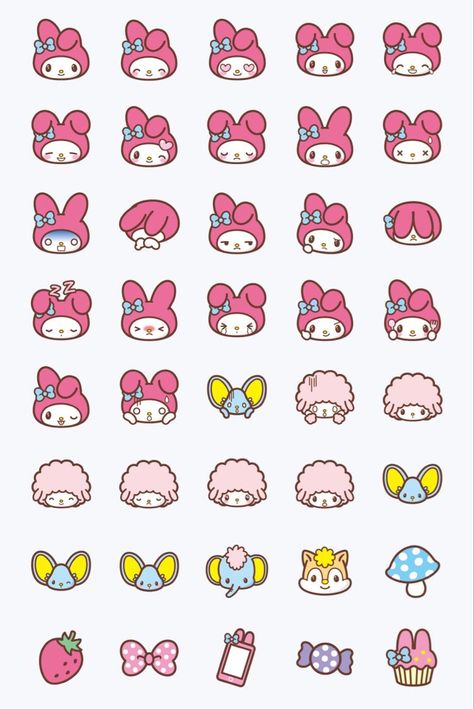 Sanrio Stickers Printable My Melody, My Melody Line Stickers, My Melody Stickers Printable, My Melody Emoji, Keyboard Edit, Sanrio Stickers Printable, Cutecore App Icons, My Melody Stickers, Bunny Eyes