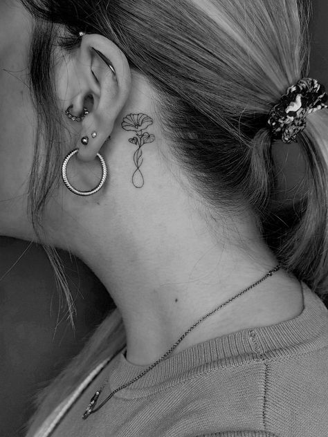 Morning glory September birth month tattoo behind ear for women Becca Mills tattoos | tattoo ideas by  Arthur Lockwood Morning Glory Tattoo Behind Ear, Morning Glory Tattoo Simple, September Tattoo, Birth Month Tattoo, September Birth Month, Morning Glory Tattoo, Purple Flower Tattoos, Morning Glory Design, Art Tattoo Ideas