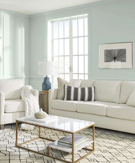 Behr's Color of the Year 2022 – experts react to ‘Breezeway’ | Livingetc Stenciled Tile Floor, Room Layout Design, Behr Colors, Create Floor Plan, Behr Paint, Best Paint Colors, Room Planning, White Furniture, Changing Wall Color