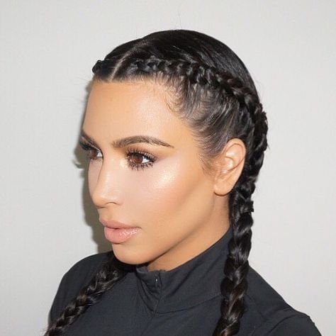 This Mornings Glam💄@kimkardashian 💞#MakeupByAriel #kimkardashian 😘💋 K Makeup Look, 4 Cornrows, 4 Cornrows Braids, Ariel Tejada, Kim K Makeup, Kim Kardashian Braids, Kardashian Braids, K Makeup, Kim Kardashian Hair