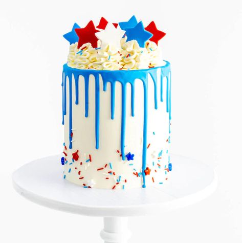 Bake Shop Logo, Fluffy Vanilla Buttercream, Fourth Of July Cakes, 4th Of July Cake, 4th Birthday Cakes, Custom Desserts, Bakery Box, Vanilla Buttercream Frosting, Blue Chocolate