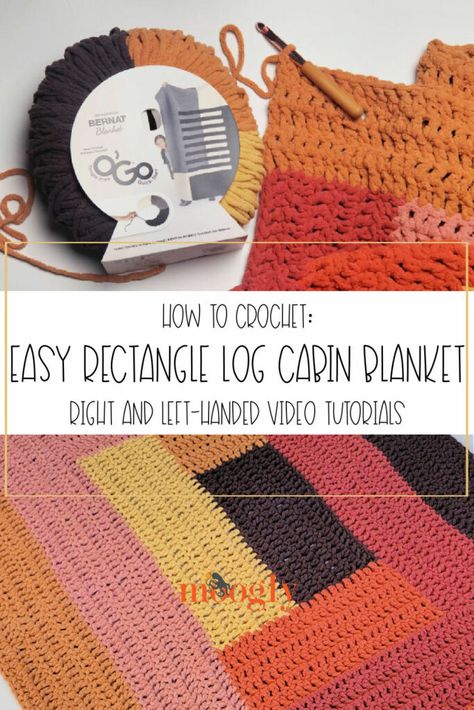 The Easy Rectangle Log Cabin Blanket Tutorial will show you how to crochet this cozy and quick throw - in both right and left-handed video tutorials! Follow along with the free written crochet pattern on Moogly! #howtocrochet #yarnspo Crochet Log Cabin, Cabin Crochet, Log Cabin Blanket, Moogly Crochet, Cabin Blanket, Blanket Tutorial, Crochet Charts, Crochet Blanket Pattern Easy, Knit Blankets