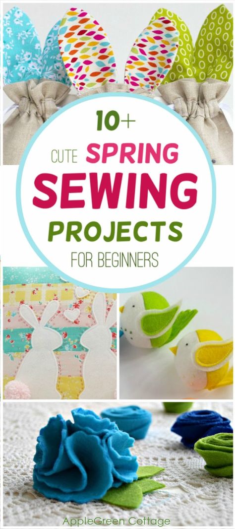 spring sewing projects for beginners, with tutorials and easy sewing patterns Sew Easter Projects, Easter Sewing Crafts Free Pattern, Easter Sewing Ideas, Spring Sewing Ideas, Quick Sewing Projects To Sell, Sewing Easter Projects, Easter Sewing Projects, Spring Sewing Projects, Sew Gifts