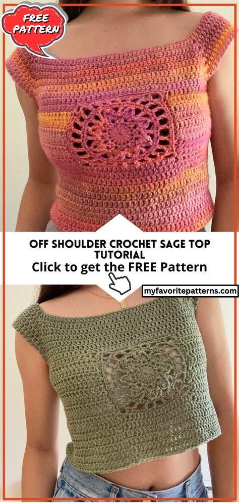 Off Shoulder Crochet Sage Top Tutorial Boat Neck Crochet Top Pattern, Boat Neck Crochet Top, Off Shoulder Crochet, Crochet Guide, Sage Top, Crochet Top Pattern, Crochet Tops, Unique Crochet, Individual Style