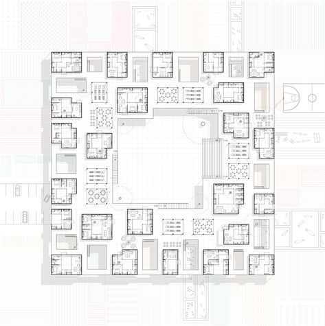 Moving Walls Architecture, Mixed Use Housing Architecture, Housing Community Architecture, Co Housing Architecture Concept, Collective Living, Cooperative Housing Architecture, Collective Housing Plan, Negative Space Art, Co Housing